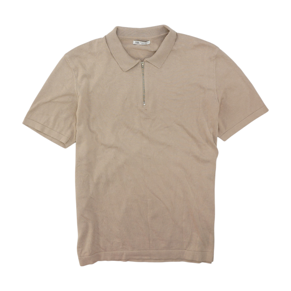 Tan Solid Short Sleeve Polo