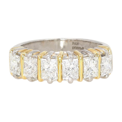 1.00 Ct Platinum Six Stone Radiant Cut Diamond/Lab Grown Diamond Band