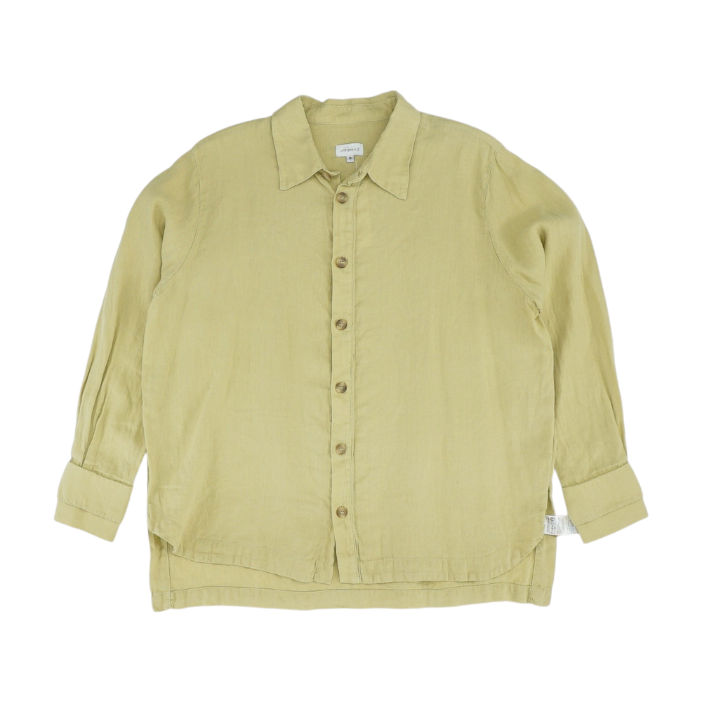 Beige Solid Long Sleeve Button Down