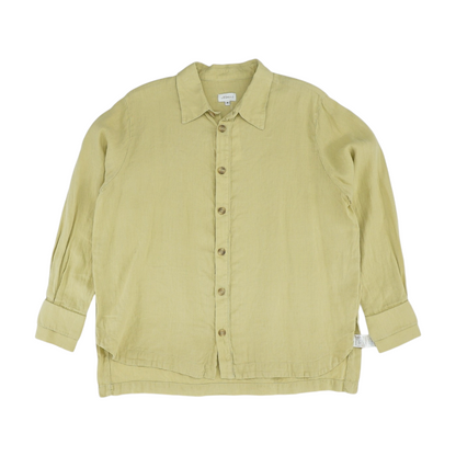 Beige Solid Long Sleeve Button Down