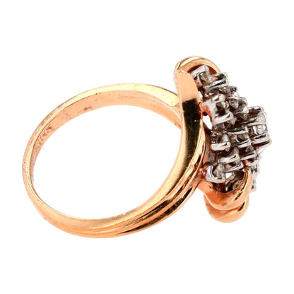 .50 ct 14K Two Tone Gold Vintage Style Diamond Waterfall Anniversary Ring