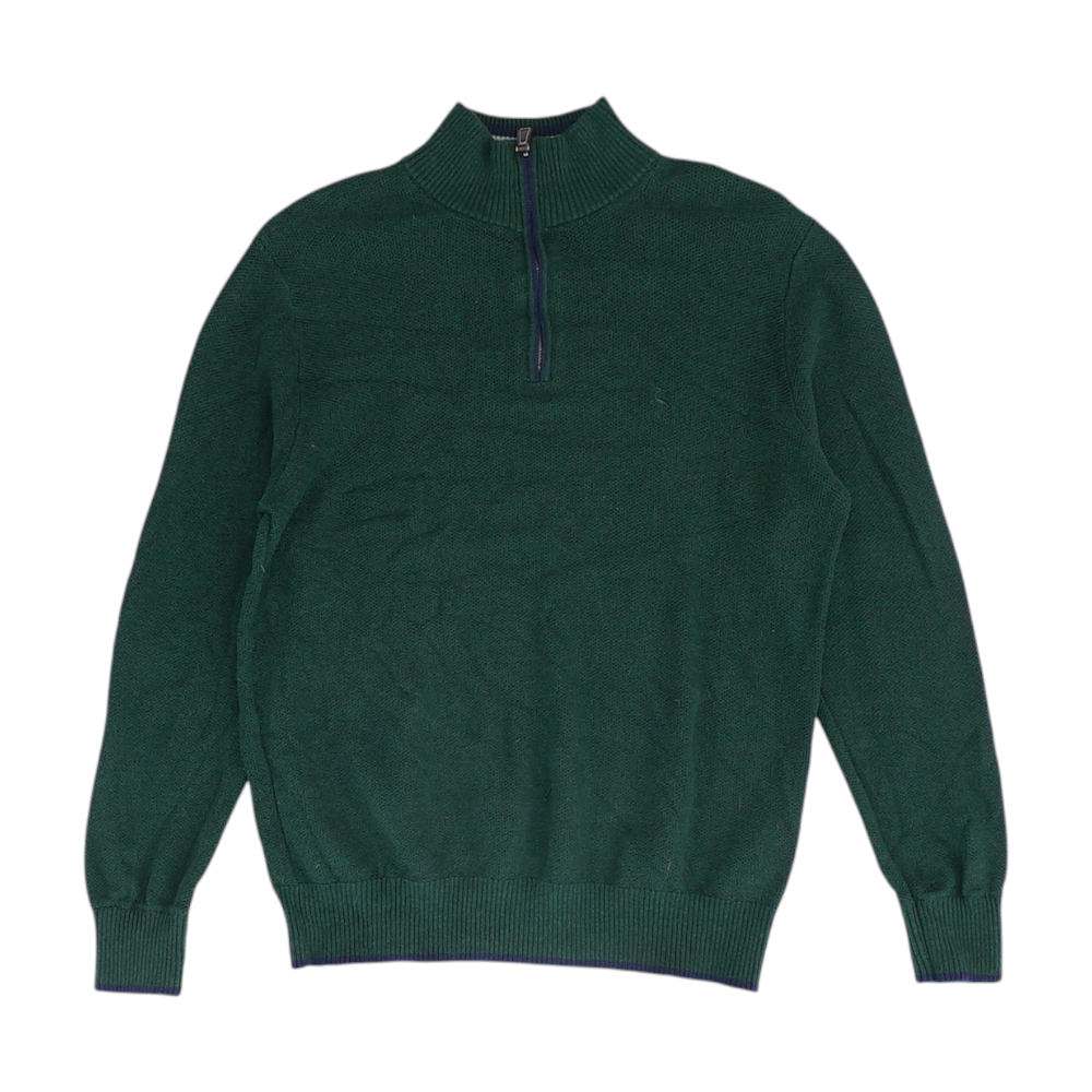Green Solid 1/4 Zip Sweater