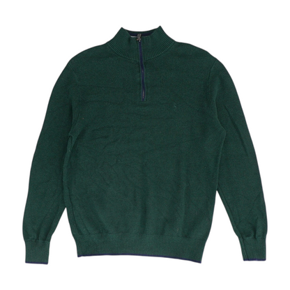 Green Solid 1/4 Zip Sweater
