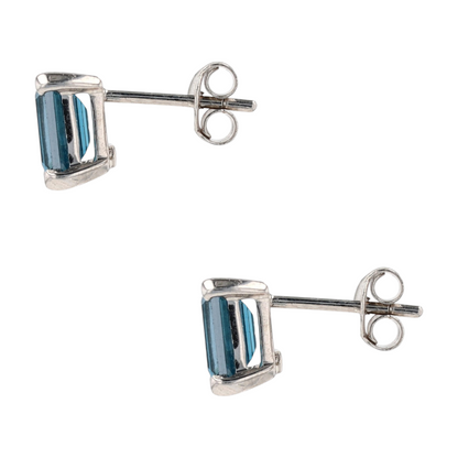 2 1/3 ctw Sterling Silver London Blue Topaz Stud Earrings