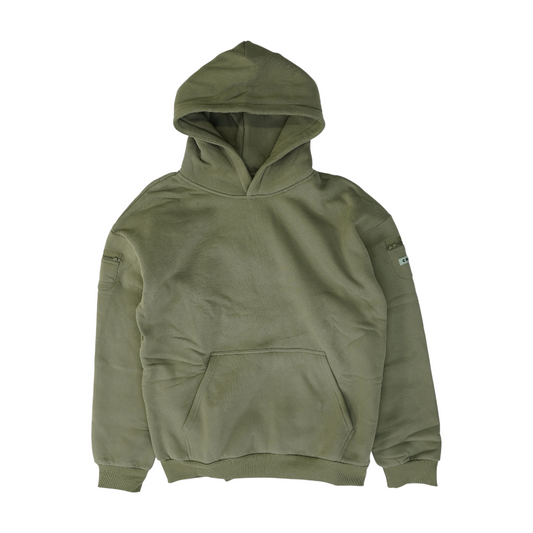 Green Solid Hoodie Pullover