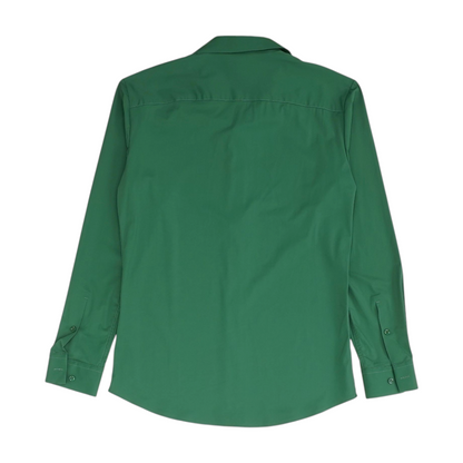 Green Solid Long Sleeve Button Down