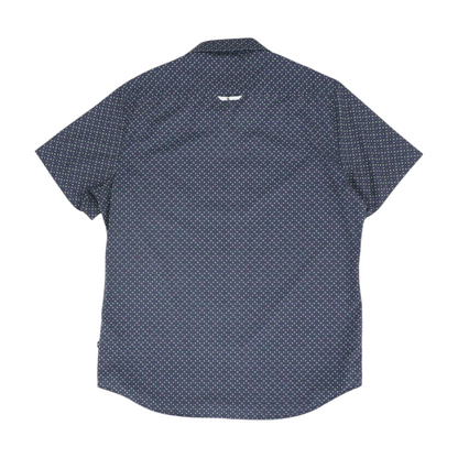 Navy Geometric Short Sleeve Button Down