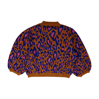 Brown Animal Print Pullover Sweater