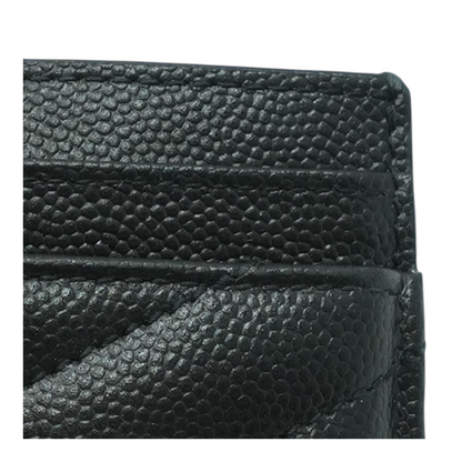 Cassandre Matelesse Card Case in Black Grain De Poudre Leather
