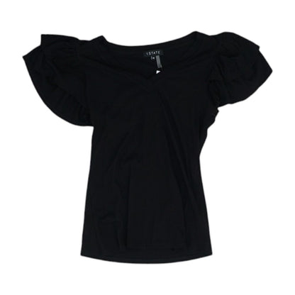 Black Solid Short Sleeve Blouse
