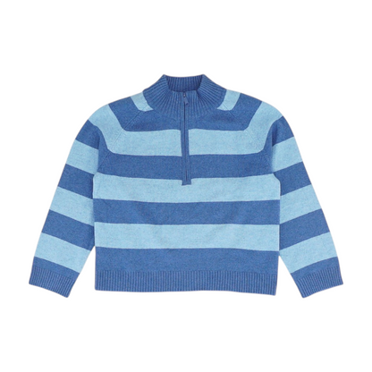 Blue Striped 1/4 Zip Sweater