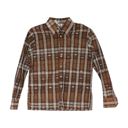 Vintage Brown Plaid Long Sleeve Button Down