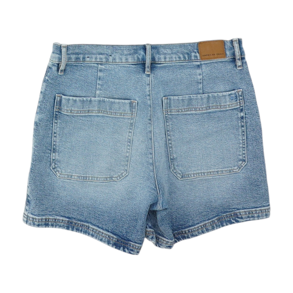 Blue Solid Denim Shorts
