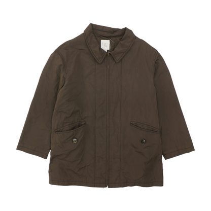 Vintage Deep Brown Full-Zip Coat