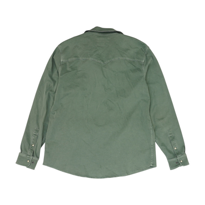 Green Solid Flannel Button Down