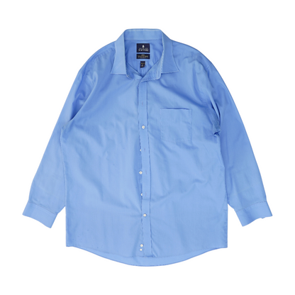 Blue Solid Long Sleeve Button Down