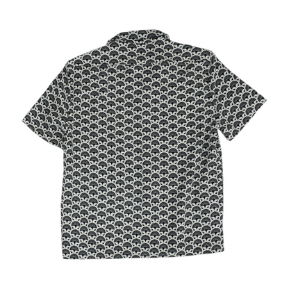 Black Print Short Sleeve Button Down