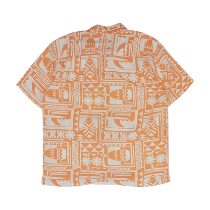 Orange Print Short Sleeve Button Down