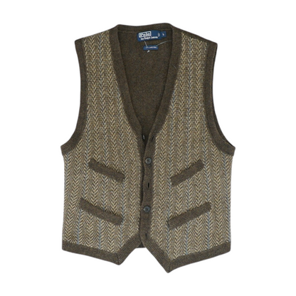 Brown Herringbone Vest Sweater