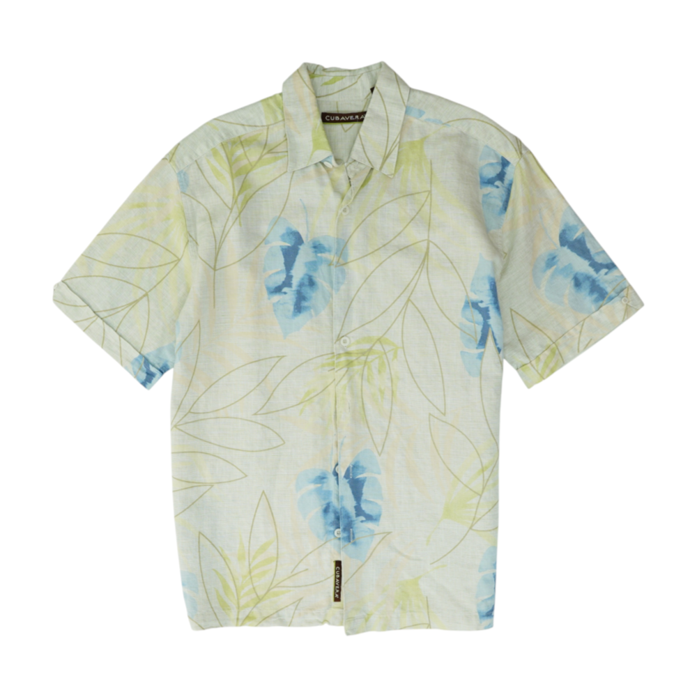 Beige Tropical Short Sleeve Button Down