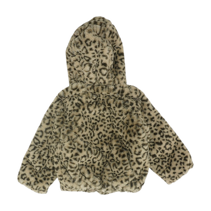 Gray Animal Print Fur Jacket