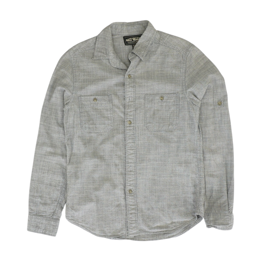Gray Solid Long Sleeve Button Down