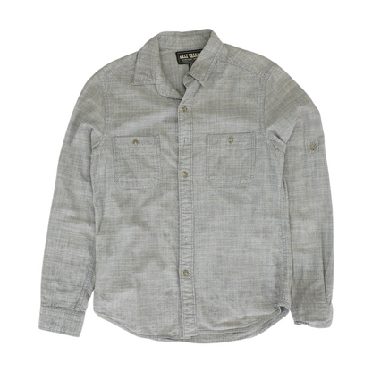 Gray Solid Long Sleeve Button Down