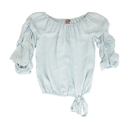 Blue Solid 3/4 Sleeve Blouse