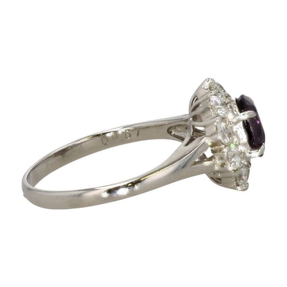 Platinum Oval Spinel With Round Diamond Halo Cocktail Ring