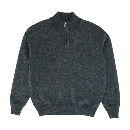 Gray Solid 1/4 Zip Sweater