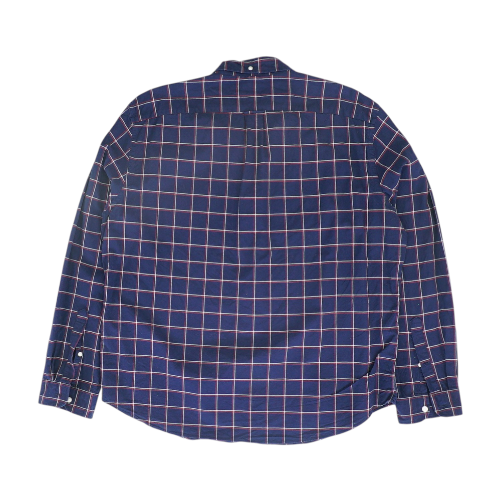 Navy Check Long Sleeve Button Down