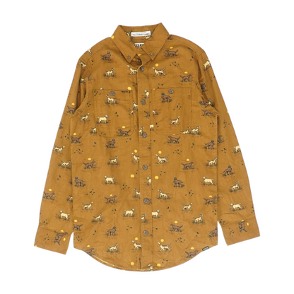 Brown Animal Print Flannel Button Down