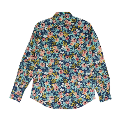 Blue Floral Long Sleeve Button Down