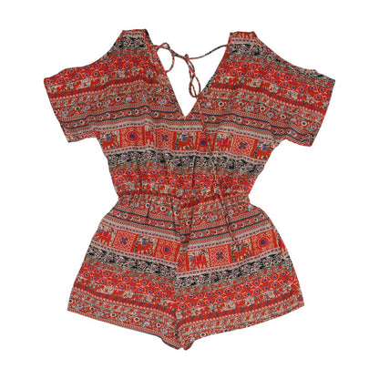 Red Floral Romper