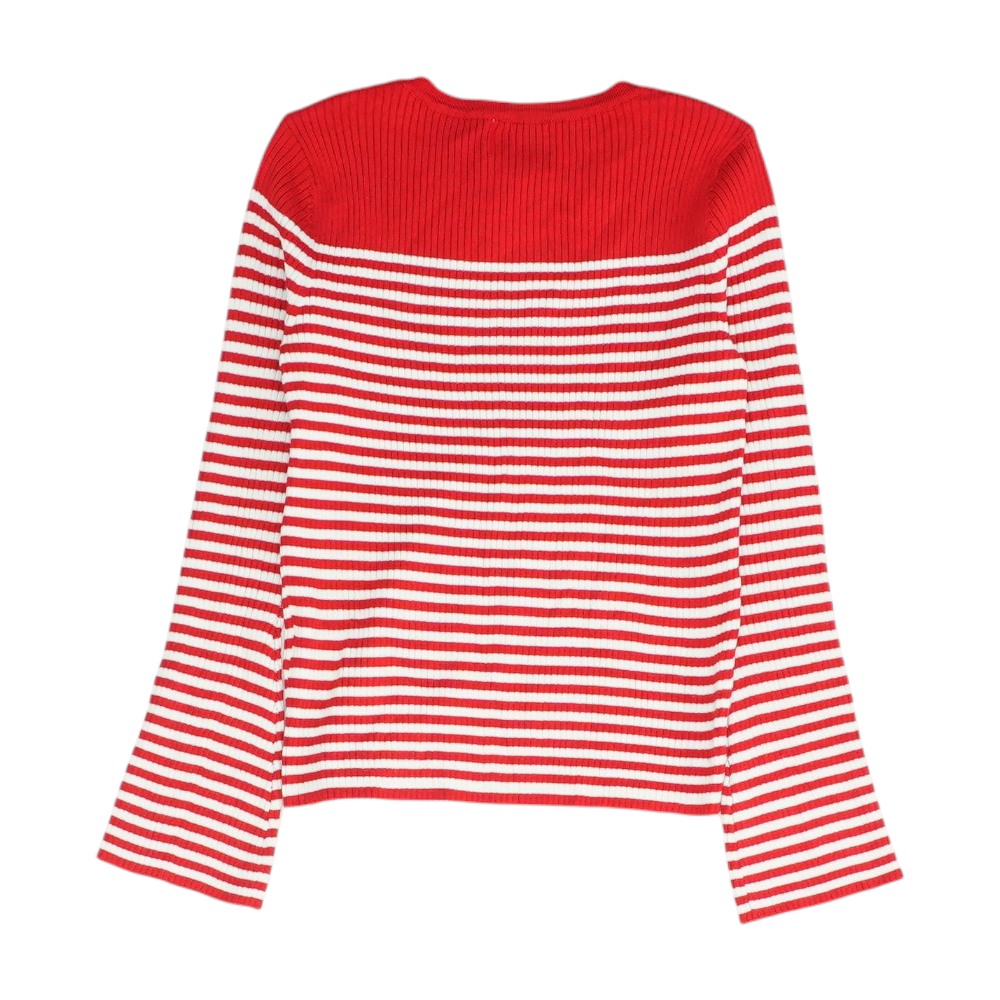 Red Petite Striped Pullover Sweater