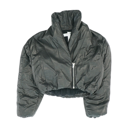 Black Solid Leather Jacket