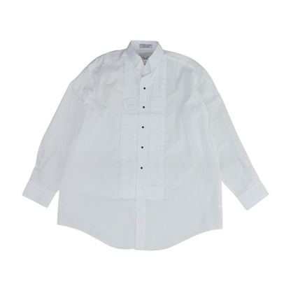 White Solid Tuxedo Button Down