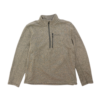 Brown Solid 1/4 Zip Pullover