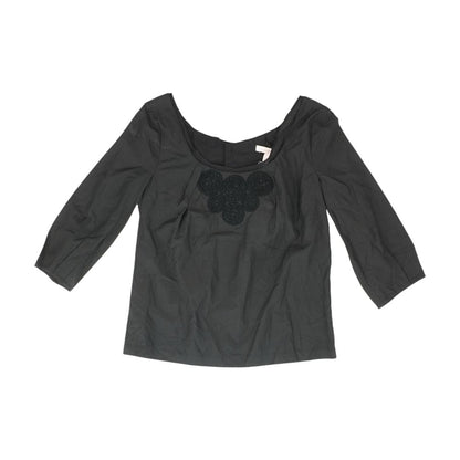 Black Solid 3/4 Sleeve Blouse