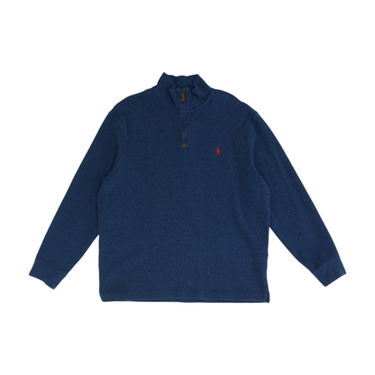 Blue Solid 1/4 Zip Pullover