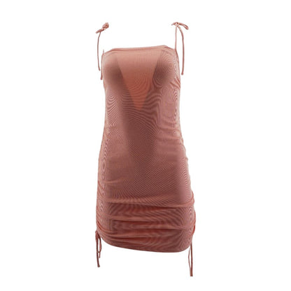 Pink Solid Mini Dress