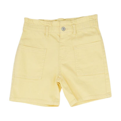 Yellow Solid Denim Shorts