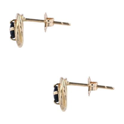 14K Yellow Gold Blue Stone Stud Earrings