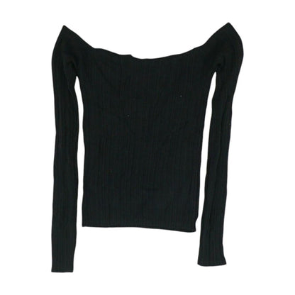 Black Solid Knit Top
