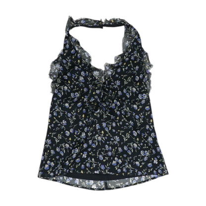 Black Floral Sleeveless Blouse