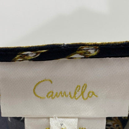 Navy and Gold Graphic Silk Dress