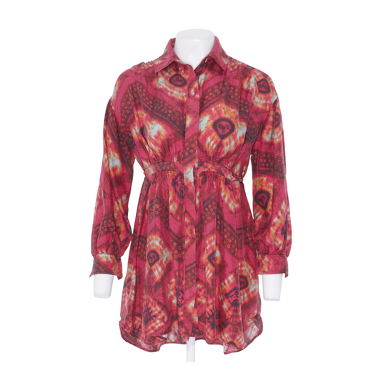 Pink Print Silk Mini Dress