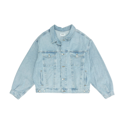 Blue Solid Denim Jacket