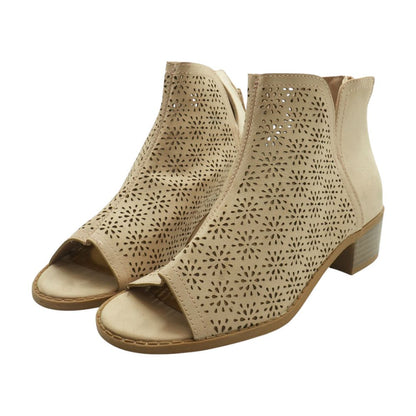 Open Toe Ankle Beige Boots