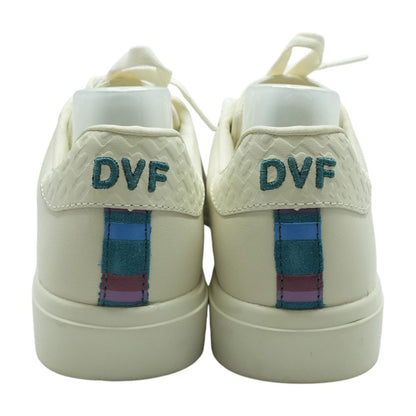 DVF Eden LX Leather Lace Up Ivory Low Top Athletic Shoes